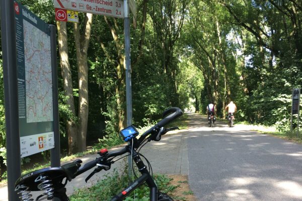 Das Foto zeigt die Bahntrasse Kray-Wanner-Bahn in Gelsenkirchen