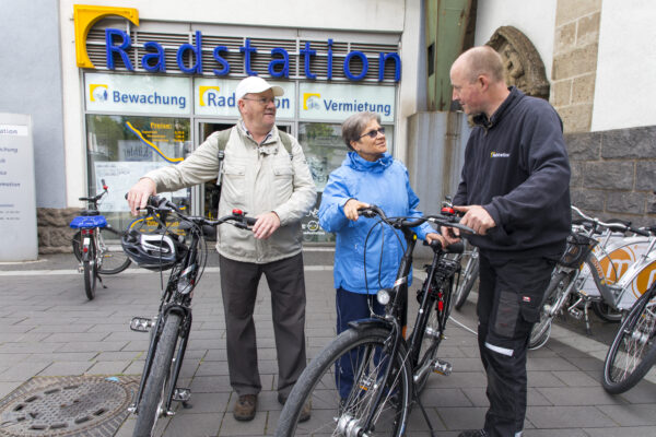 The photo shows a bike station in NRW in the Ruhr area