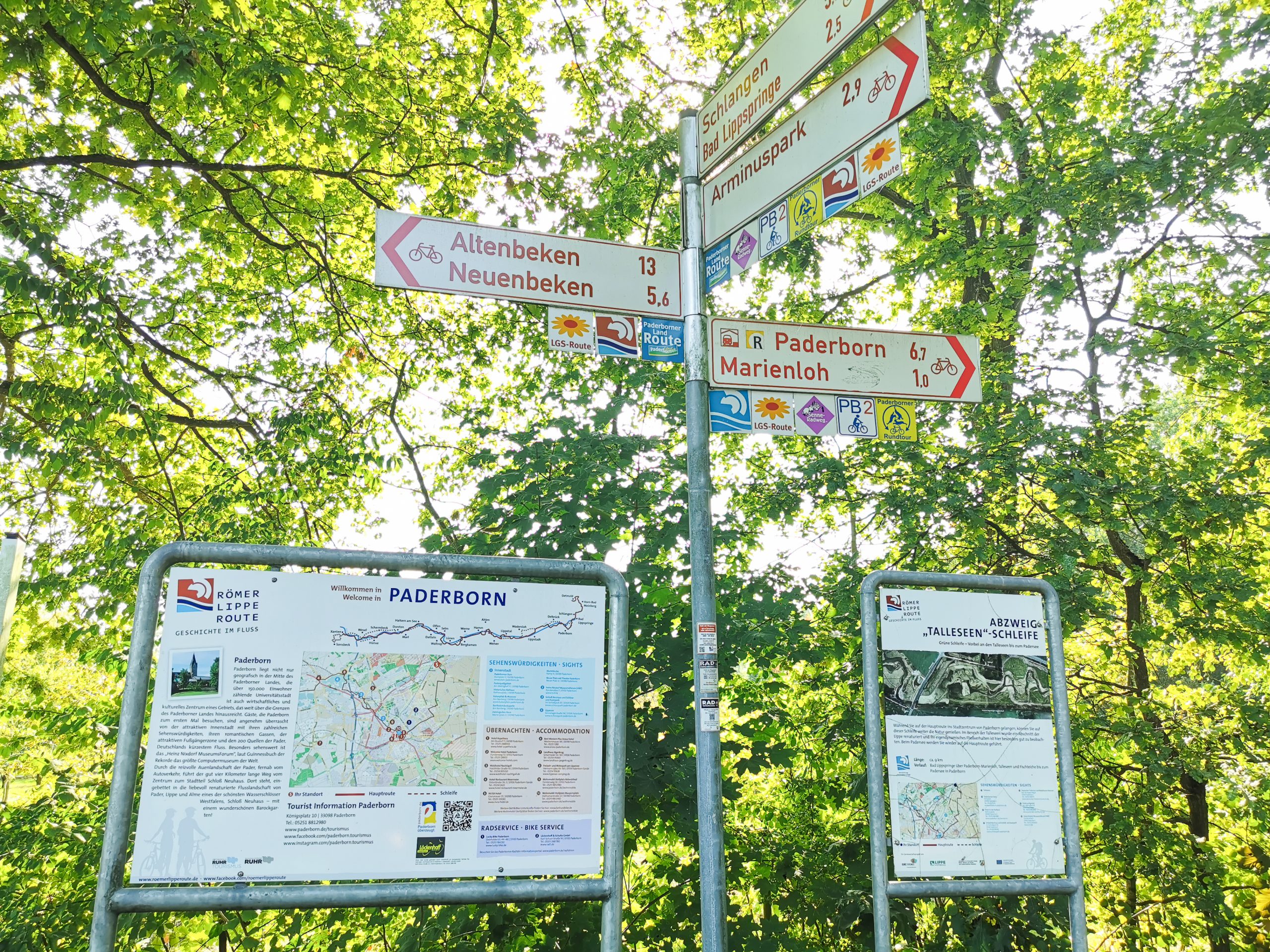 Das Foto zeigt die Beschilderung der Römer-Lippe-Route