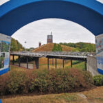 Das Foto zeigt den Nordsternpark Gelsenkirchen bei der Gravel.Trail.Tour durch die Brauker Alpen